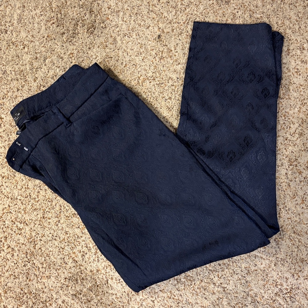 White House Black Market Dark Navy Jacquard Slim Pants size 8 new inseam 26 - Picture 7 of 7